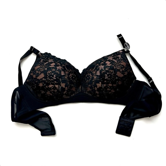 Torrid Dream Wire-Free Push Up Floral Lace Bra Black and Nude Size 42B NWT - Picture 8 of 13